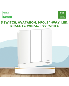 3 Switch, AvatarOn, 1-pole 1-way, LED, brass terminal, IP20, white - E8333L1LED_WE_G3