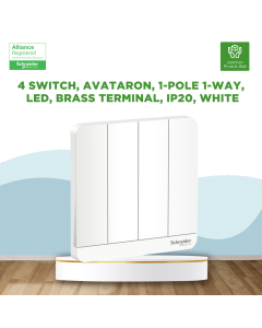 4 Switch, AvatarOn, 1-pole 1-way, LED, brass terminal, IP20, white - E8334L1LED_WE_G3