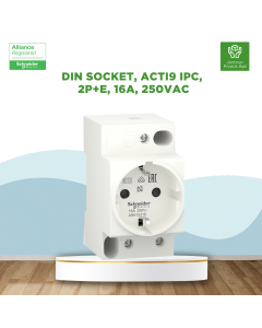 Acti 9 iPC DIN socket - 2P+E - 16A - 250VAC - KEMA VDE 0620 - german std - A9A15310