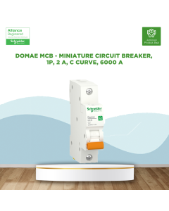 Domae MCB - Miniature circuit breaker, 1P, 2 A, C Curve, 6000 A - DOMF01102