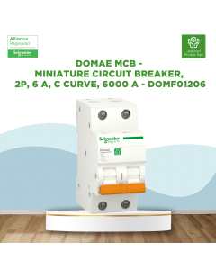 Domae MCB - Miniature circuit breaker, 2P, 6 A, C Curve, 6000 A - DOMF01206