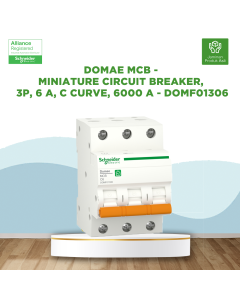 Domae MCB - Miniature circuit breaker, 3P, 6 A, C Curve, 6000 A - DOMF01306