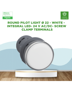 round pilot light Ø 22 - white - integral LED- 24 V AC/DC- screw clamp terminals -  XA2EVB1LC