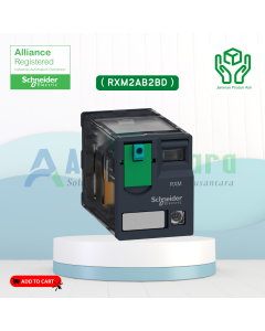 Zelio RXM - Relay Miniature Plug-in relay 2 C/O 24 V DC 12 A with LED - RXM2AB2BD