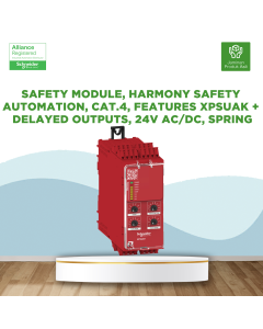 Safety module, Harmony Safety Automation, Cat.4, features XPSUAK + delayed outputs, 24v AC/DC, spring- XPSUAT13A3AC