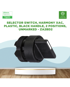 Selector switch, Harmony XAC, plastic, black handle, 2 positions, unmarked - ZA2BD2