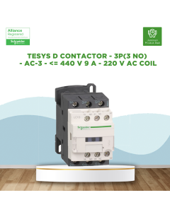 TeSys D contactor - 3P(3 NO) - AC-3 - <= 440 V 9 A - 220 V AC coil - LC1D09M7