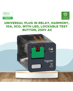 Universal plug in relay, Harmony, 10A, 3CO, with LED, lockable test button, 230V AC - RUMC32P7