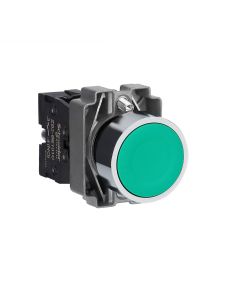 Push button, Easy Harmony XB2, metal, flush, green, 22mm, 1NO - XB2BA31C